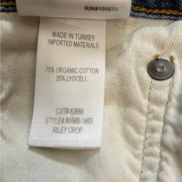 AGOLDE Riley Crop High Rise Straight Leg Medium Blue Fray Hem Denim Jean Size 28 - Picture 10 of 12